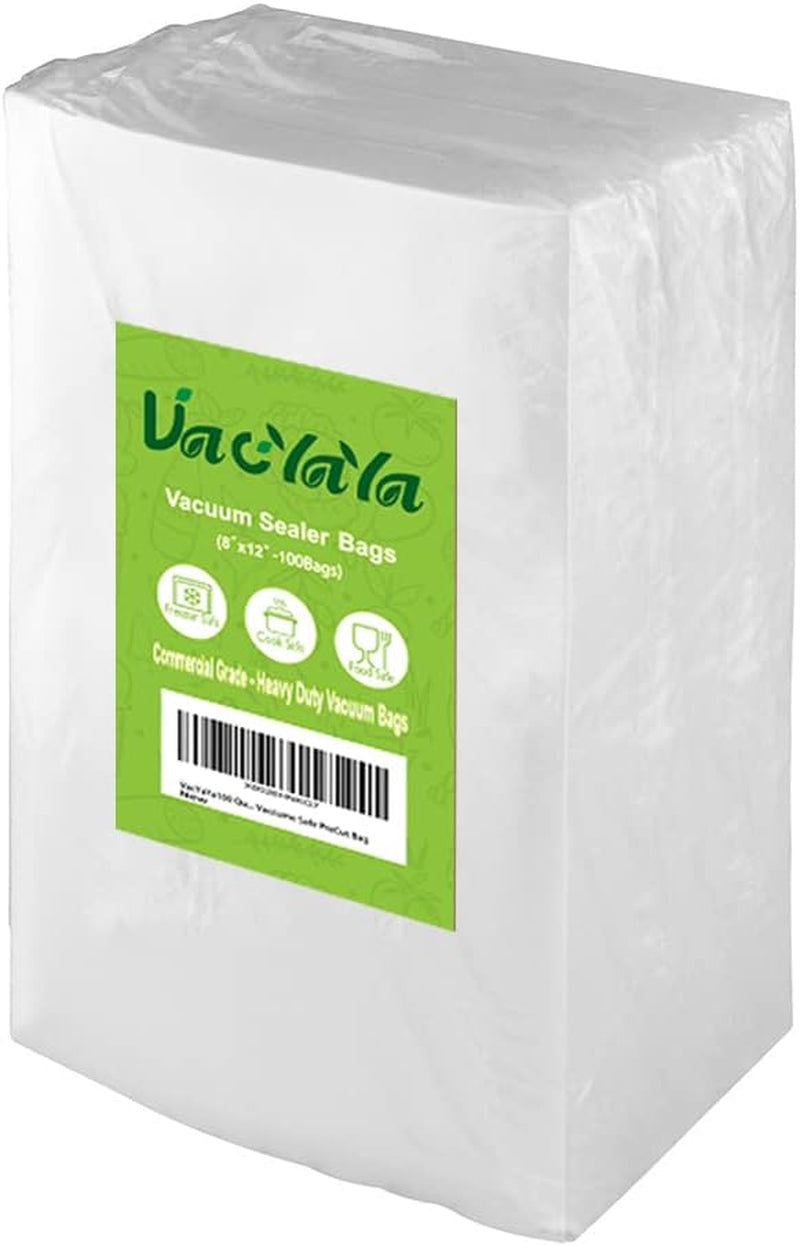 100 Quart 8 X 12 Inch Freezer Food Vacuum Sealer Storage Bags Size,Vac Seal a Meal Bags with BPA Free and Heavy Duty Sous Vide Vaccume Safe Precut Bag