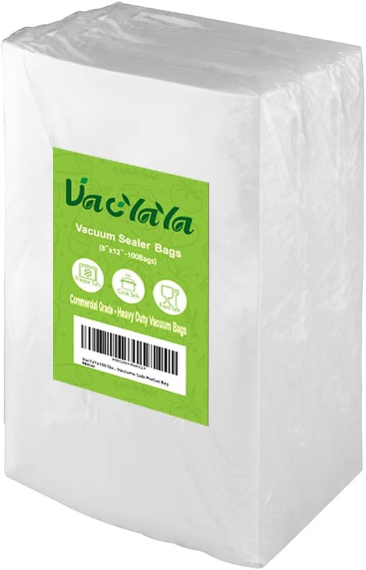 100 Quart 8 X 12 Inch Freezer Food Vacuum Sealer Storage Bags Size,Vac Seal a Meal Bags with BPA Free and Heavy Duty Sous Vide Vaccume Safe Precut Bag