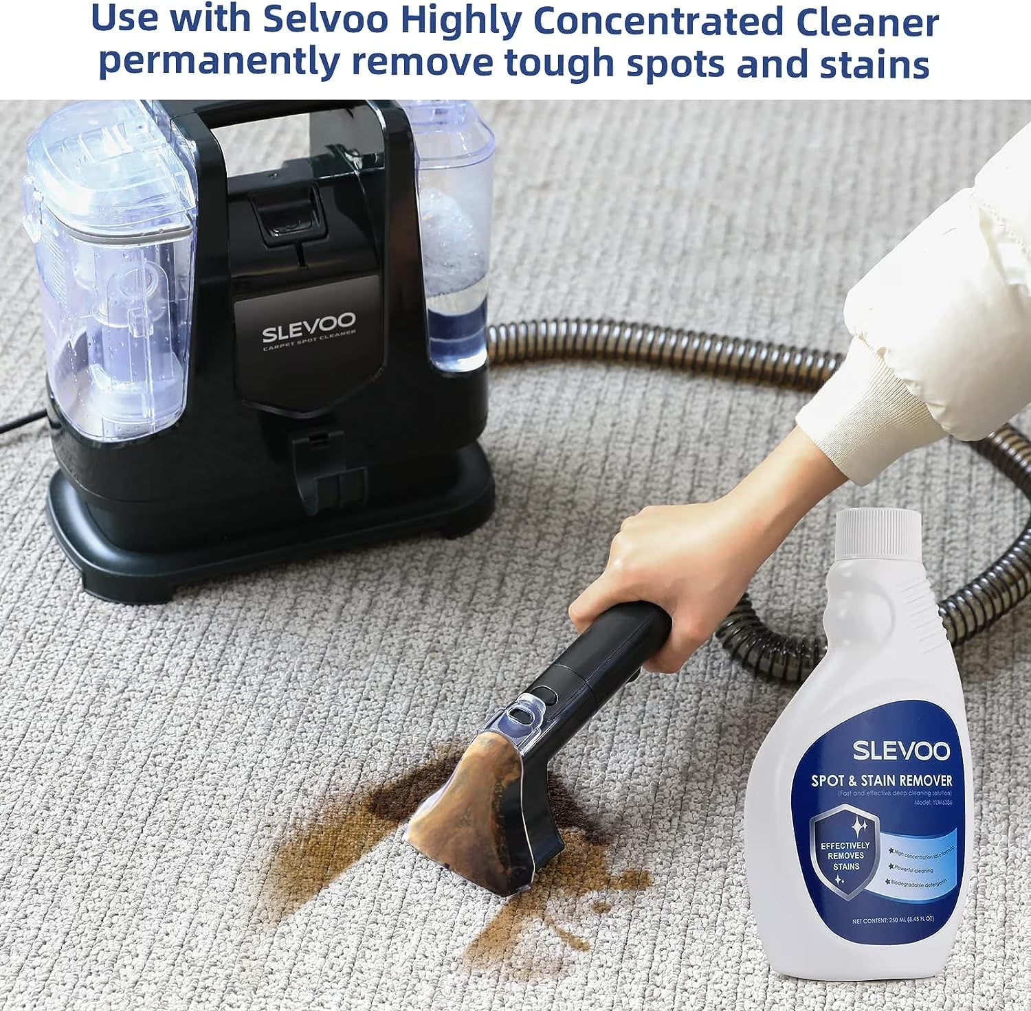 Portable Upholstery and Carpet Cleaner with Pet Stain Removal, 10.5Kpa Suction Power and 400W Motor