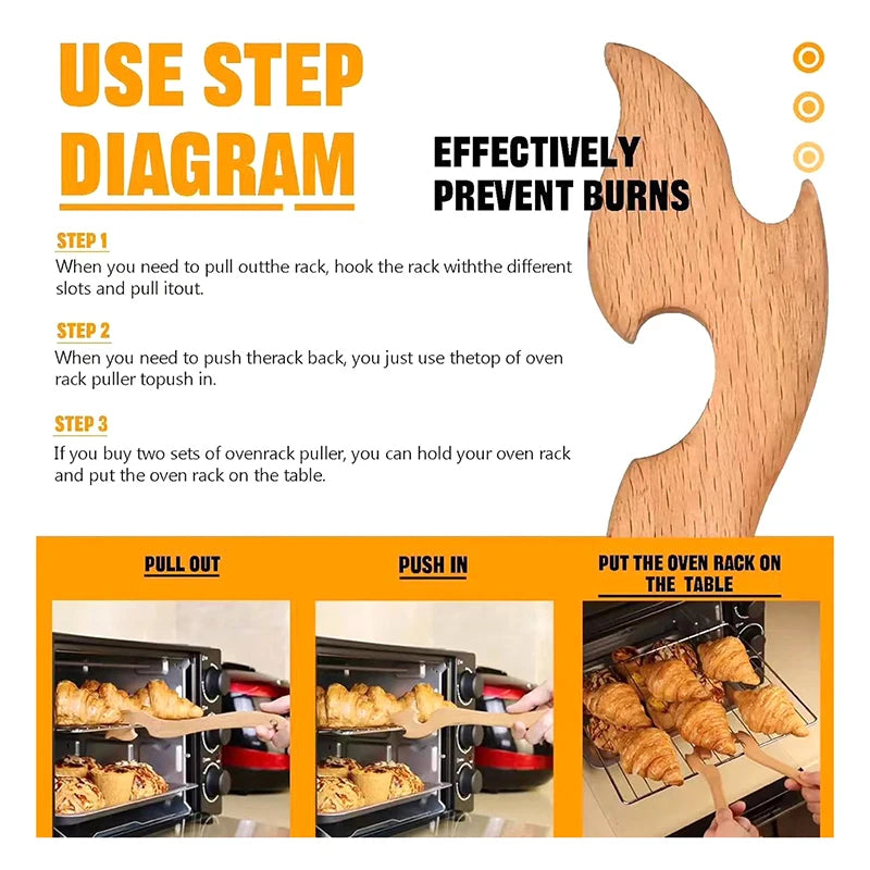 Oven Push Pull Tool Oven, Baking Tray Tool, Kitchen Multifunctional Push-Pull Rod, Non Scalding Hand Push-Pull Tool