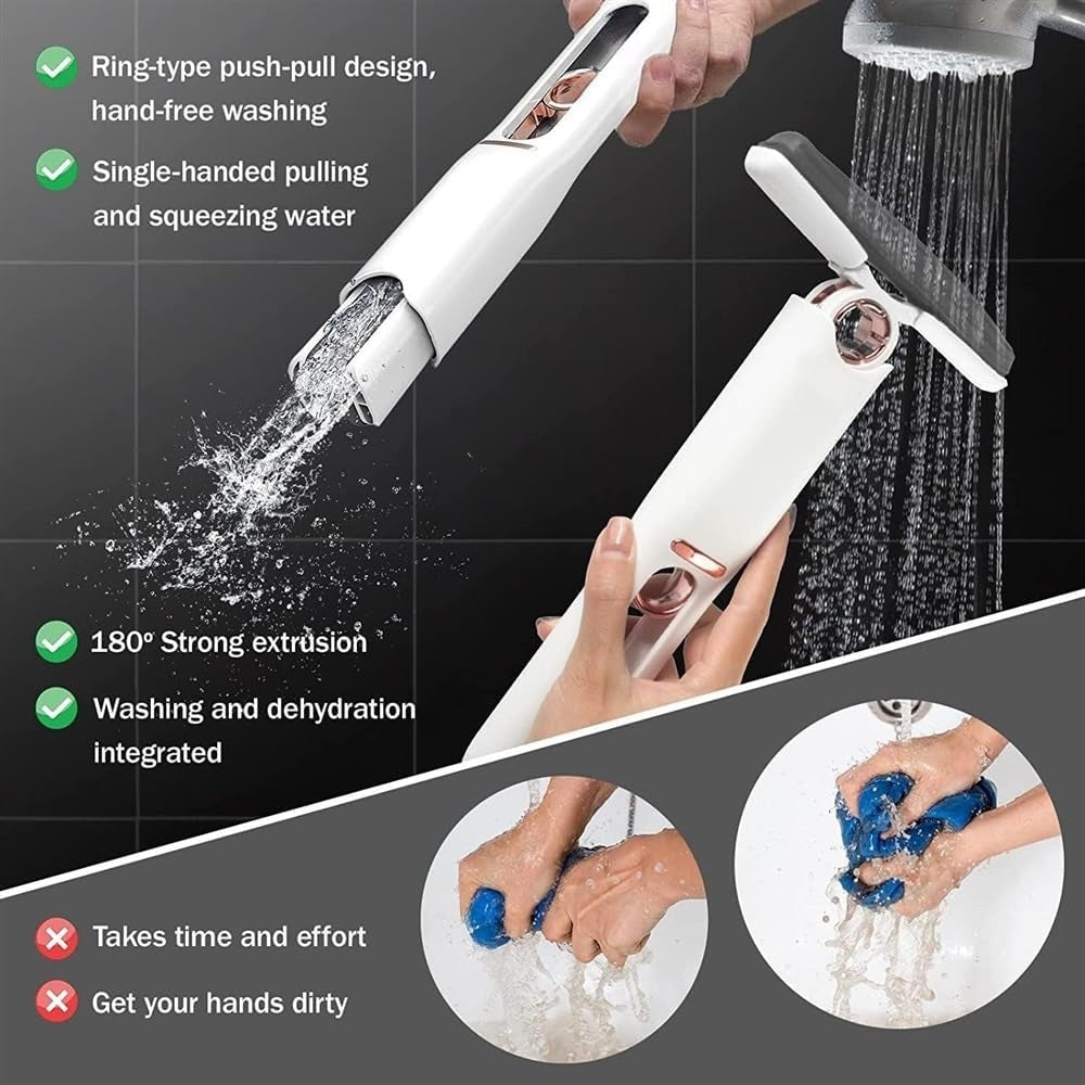 Mini Mop with Hand-Washable Head, Portable Self-Squeeze Design for Efficient Cleaning of Bathrooms and Kitchens