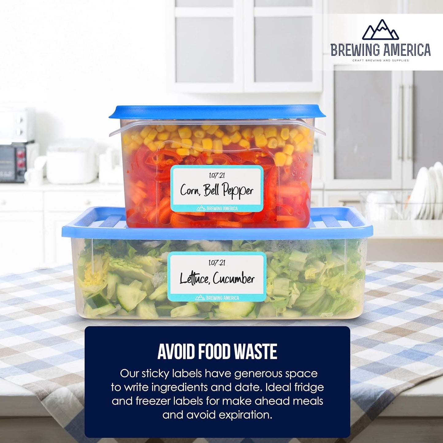 Dissolvable Food Labels for Containers - 250 Count, Made in USA - 1x2 Inches - Residue-Free Wash-Off Labels for Meal Prep, Pantry, Freezer, and Mason Jars - Teal