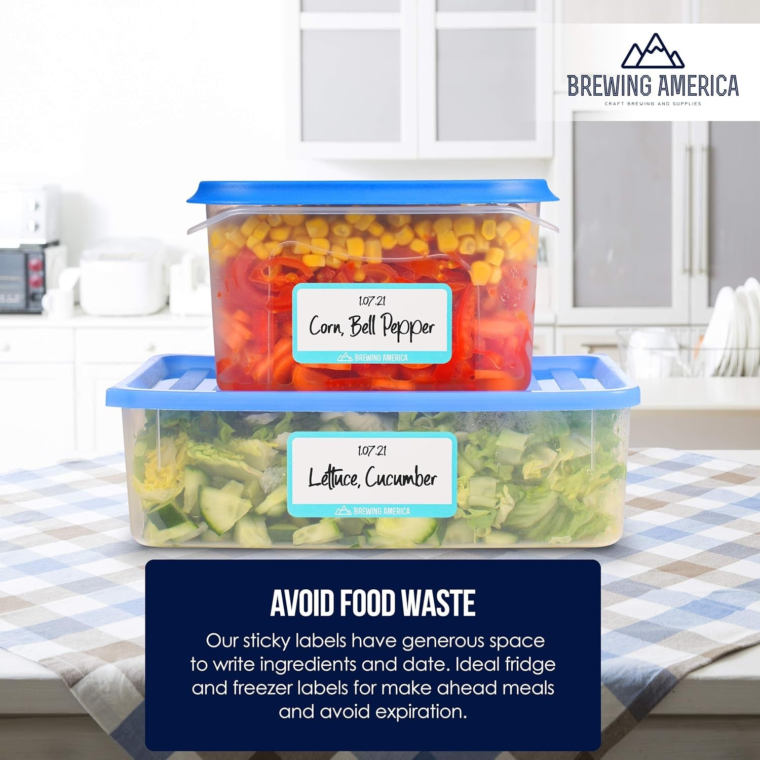 Dissolvable Food Labels for Containers - 250 Count, Made in USA - 1x2 Inches - Residue-Free Wash-Off Labels for Meal Prep, Pantry, Freezer, and Mason Jars - Teal