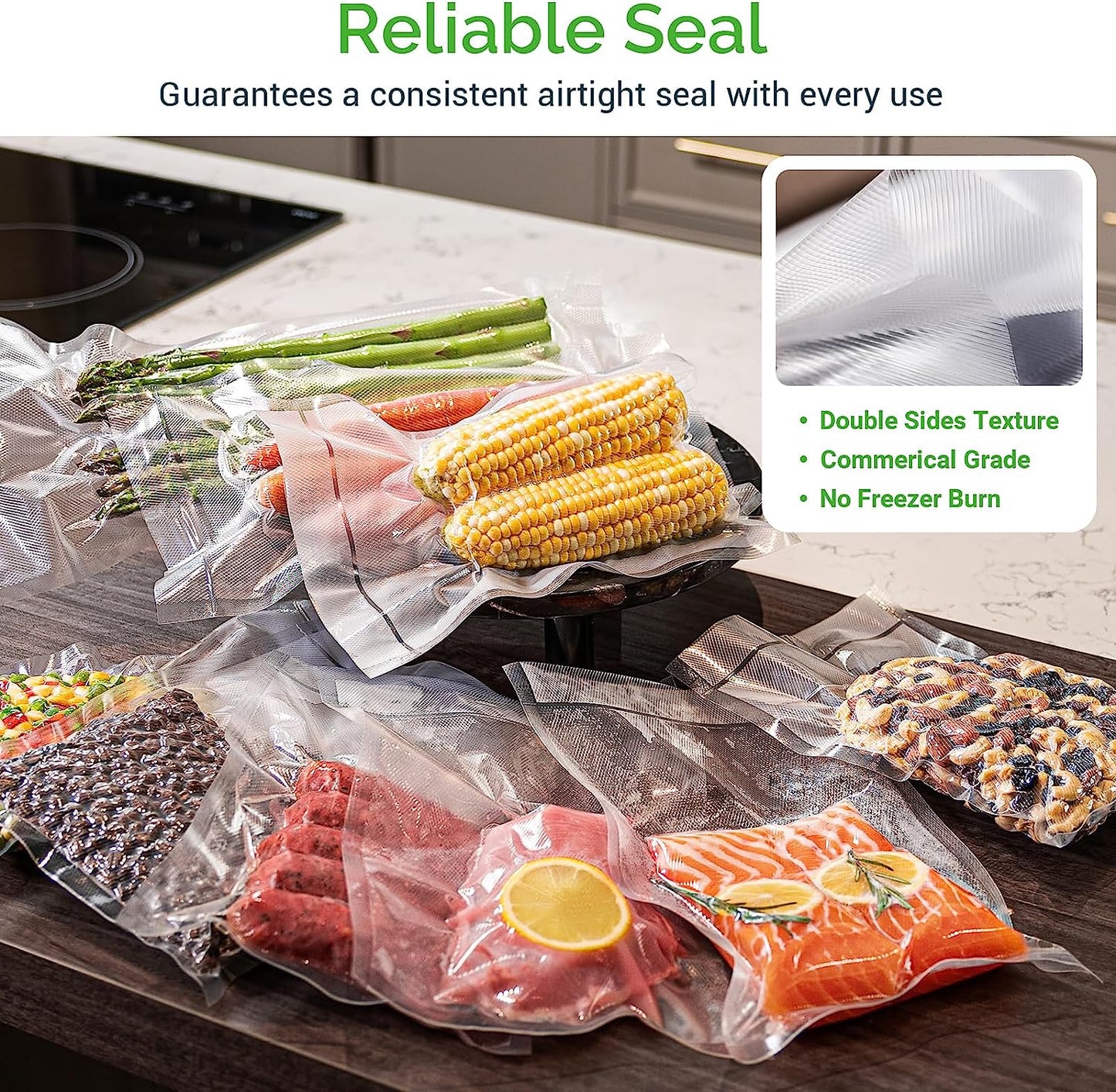 Vacuum Sealer Rolls - 2 Pack, 8" x 50' Food Storage Bags Compatible with All Vacuum Sealer Machines